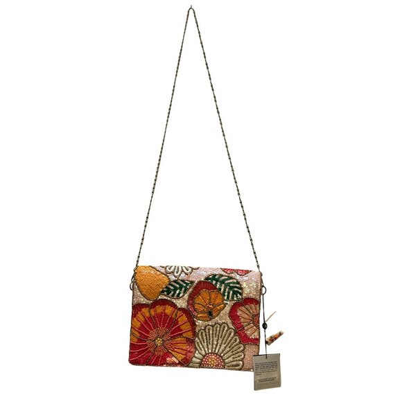 America & Beyond NWT Beaded Floral Clutch Multicolor - Picture 5 of 11